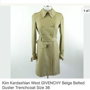 Givenchy Beige Belted Duster Trenchcoat, Size 36